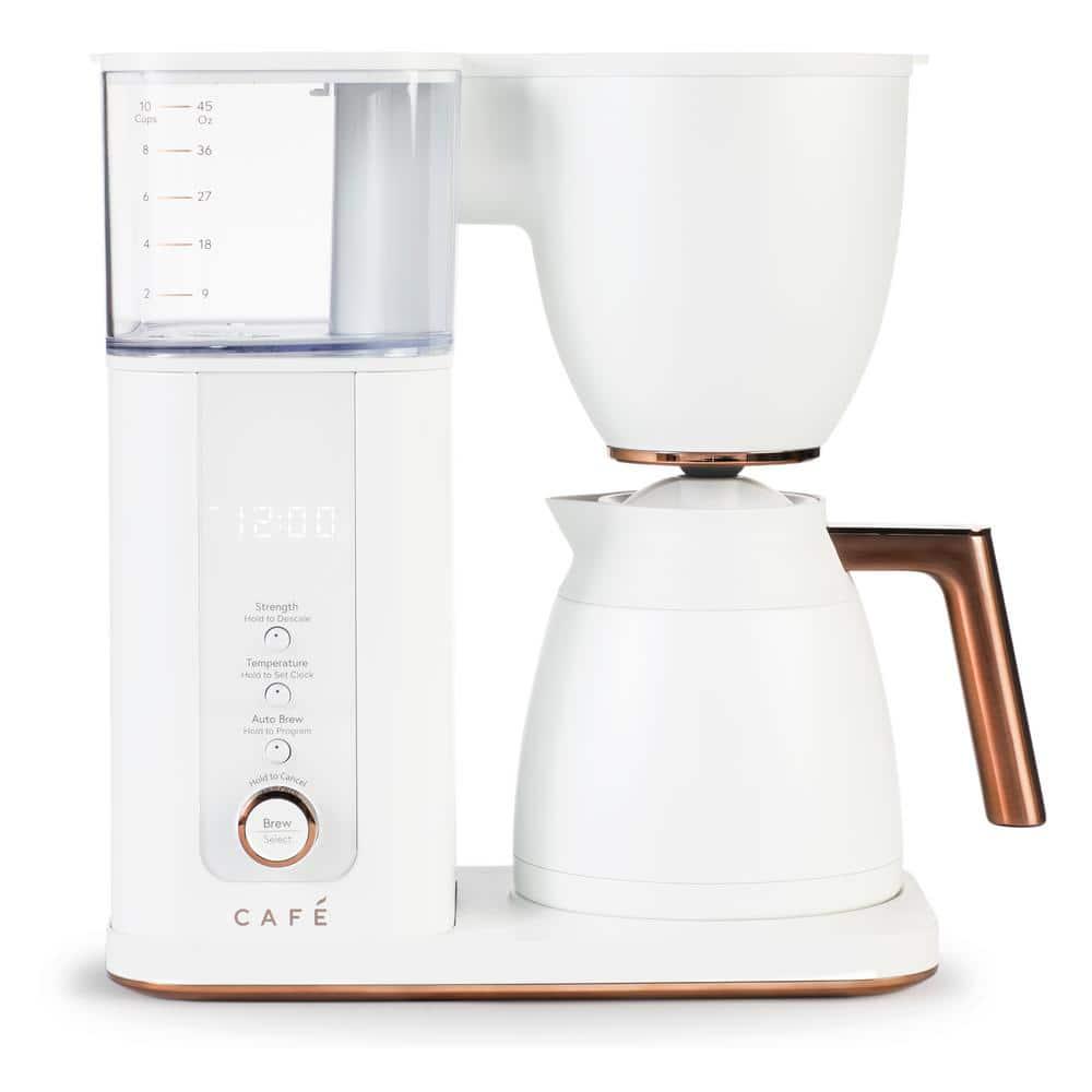 Cafe 10 Cup Matte White Specialty Drip Coffee Maker with Insulated Thermal Carafe and WiFi connected