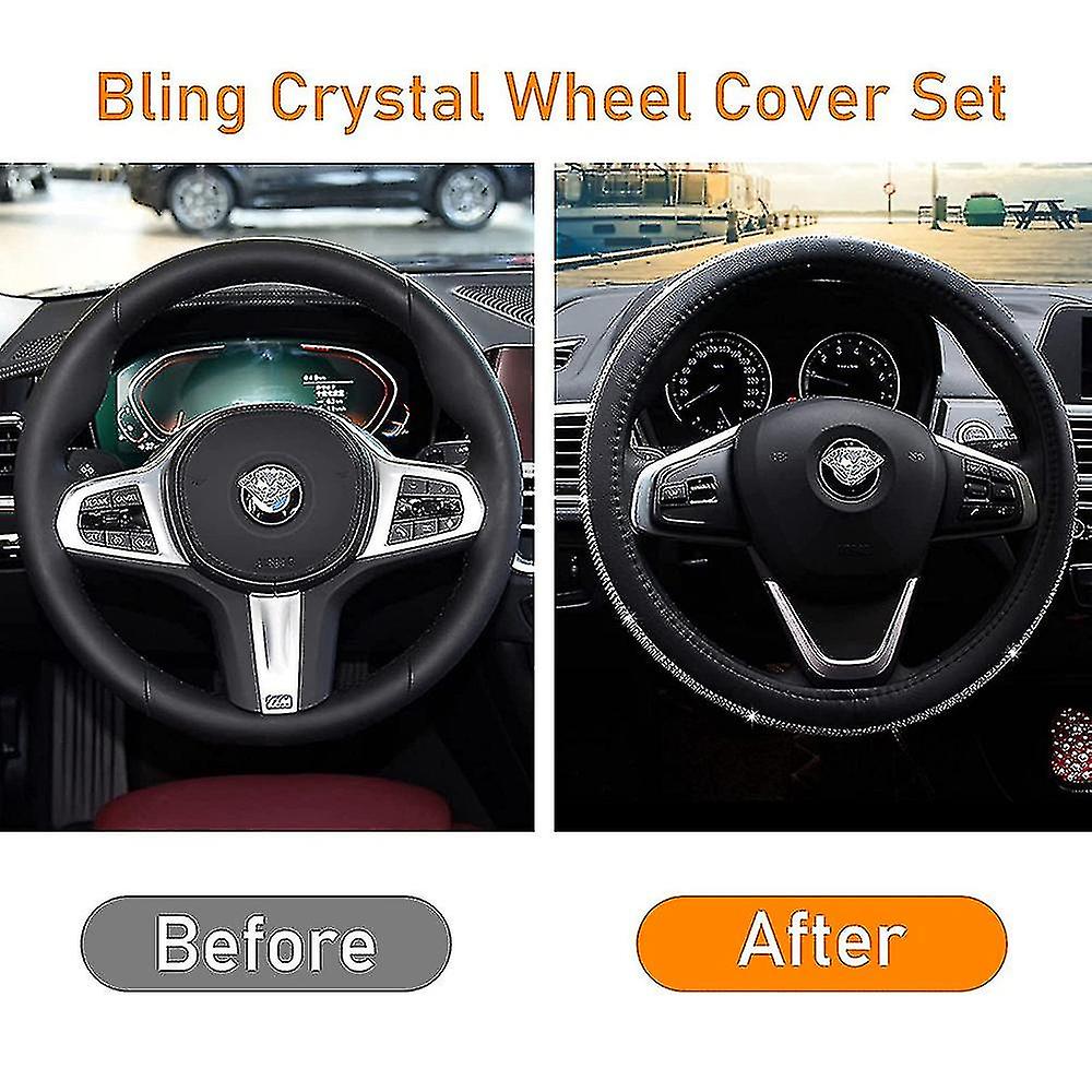 Universal Car Steering Wheel Cover Set With Seat Belt Start Ring