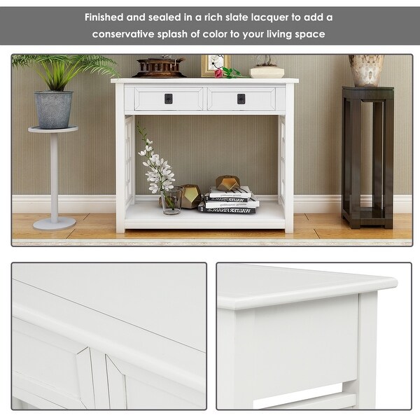 Console Table/Side Table with 2 Drawers and Bottom Shelf