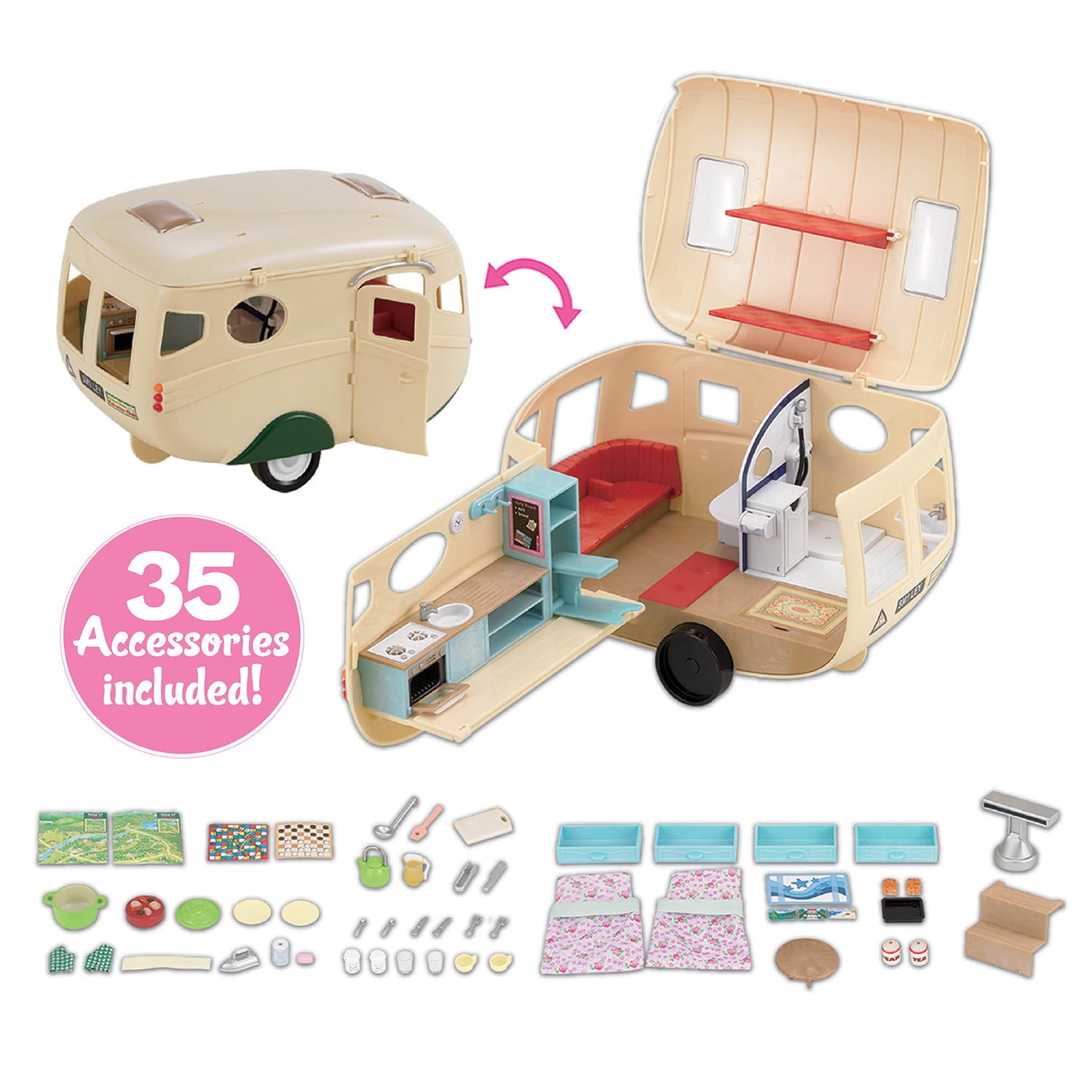 Calico Critters Caravan Family Camper, Toy Vehicle for Dolls with Accessories