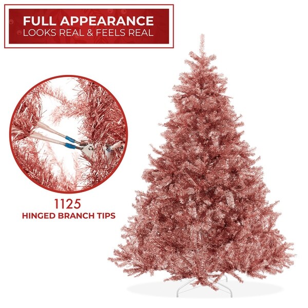 6FT Rose Gold Artificial Holiday Christmas Tree with Metal Stand