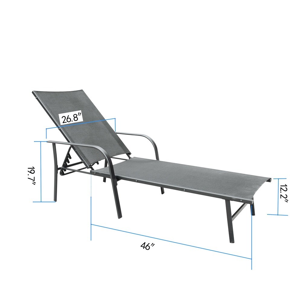 Corvus Antonio Outdoor Black Sling Fabric Adjustable Chaise Lounge