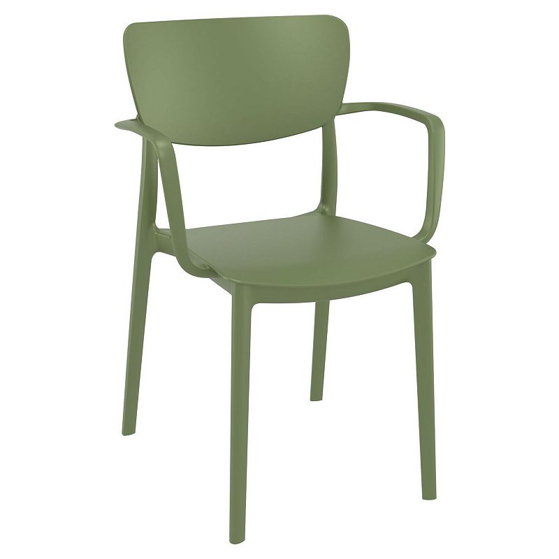 33 Olive Green Solid Stackable Patio Dining Arm Chair