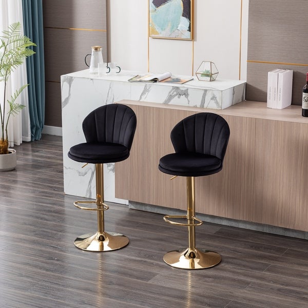 Modern Bar Stools，with Chrome Footrest and Base 2pcs