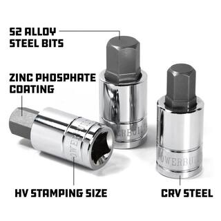 Powerbuilt 3 Piece 12 Inch Drive Metric Hex Bit Socket Set 641862