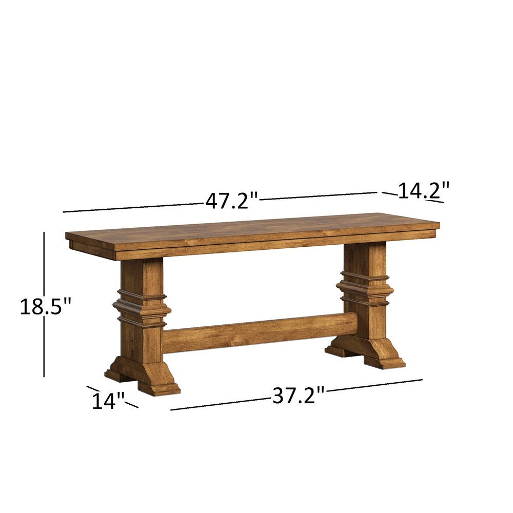 Eleanor Oak Farmhouse Trestle Base 6 Piece Dining Set   French Ladder Back by iNSPIRE Q Classic