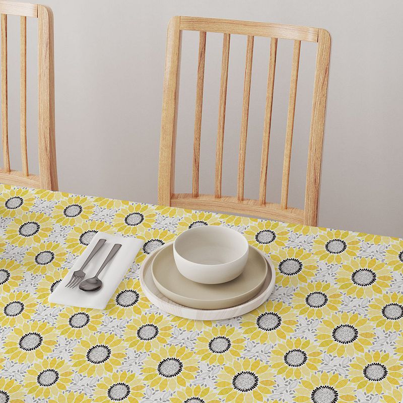 Square Tablecloth， 100% Polyester， 70x70， Abstract Sunflowers