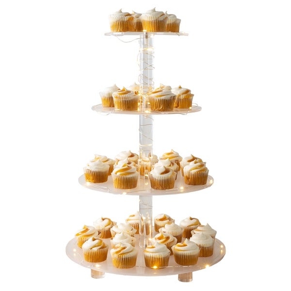 4-Tier Cupcake Stand Round Acrylic Display Stand with LED Lights by Great Northern Party