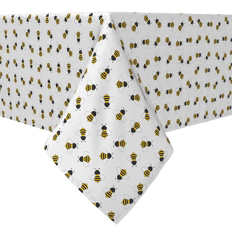 Rectangular Tablecloth， 100% Cotton， Bumble Bees Flying