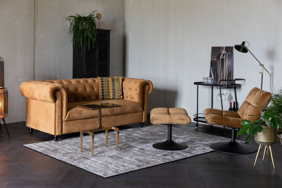 Gold Brown Upholstered Ottoman  Dutchbone Bar   Contemporary   Footstools And Ottomans   by Luxury Furnitures  Houzz