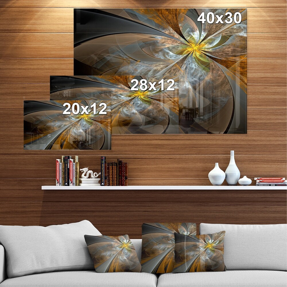 Designart 'Symmetrical Yellow Fractal Flower' Digital Art Metal Wall Art