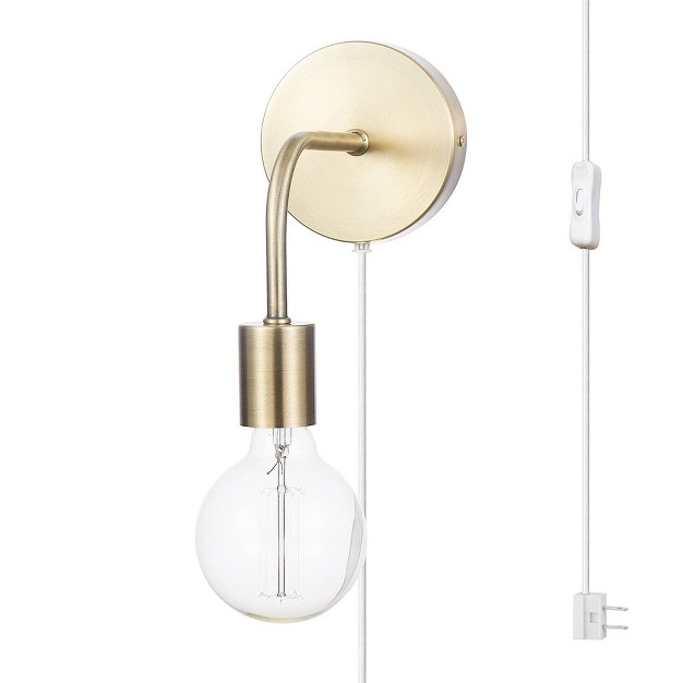 Holden 1 light Long Arm Matte Brass Plug in Or Hardwire Wall Sconce Globe Electric