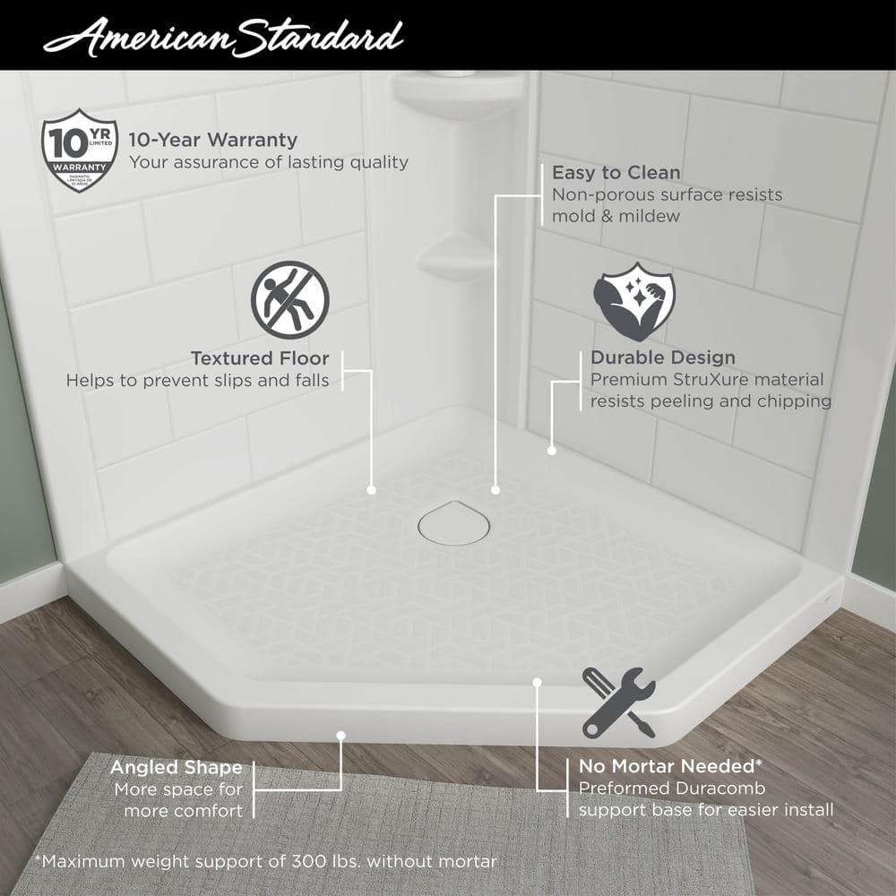 American Standard Ovation Curve 38 in L x 38 in W Corner Shower Pan Base with Center Drain in Arctic White