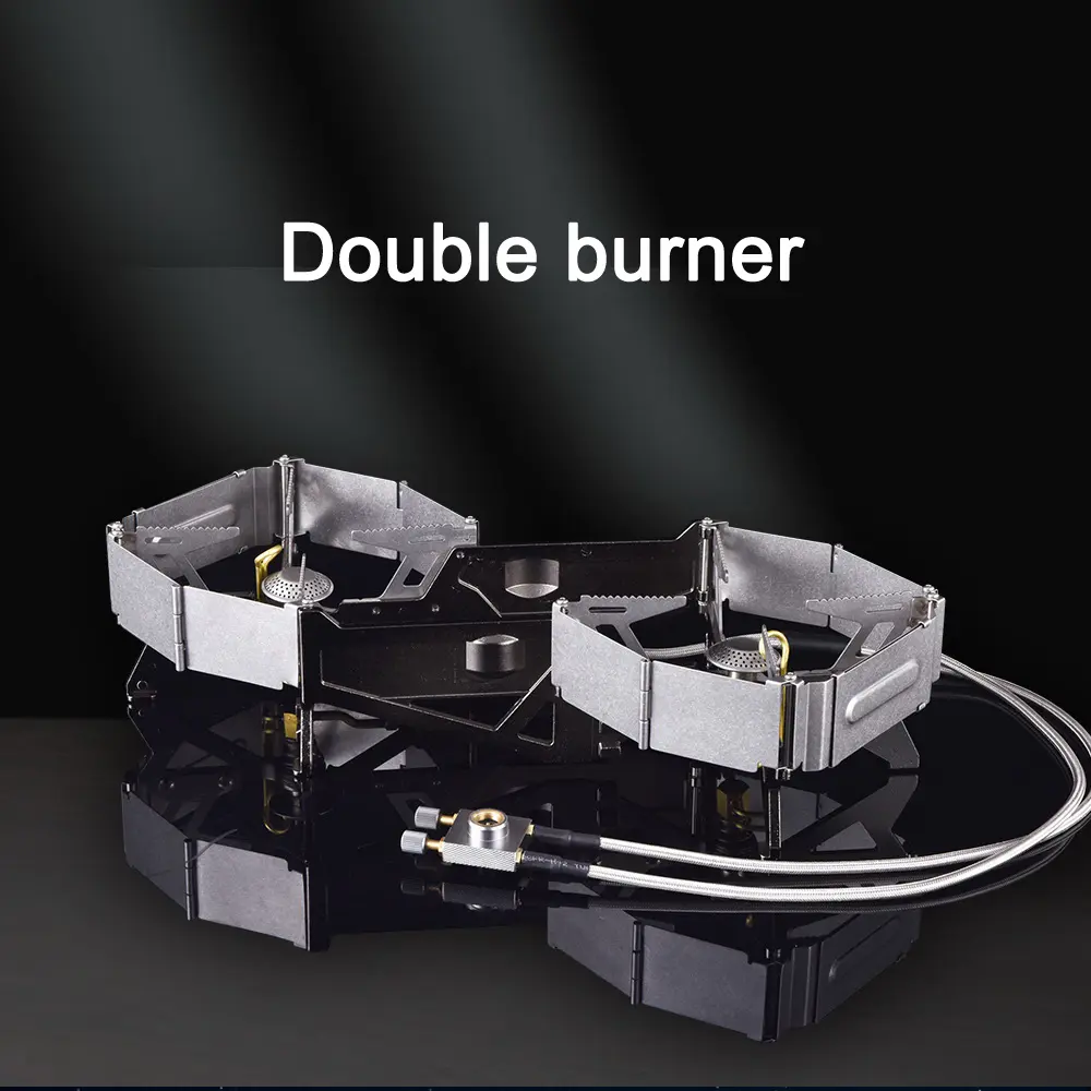 Portable Outdoor Backpacking Camping Hiking Double burner Wind proof Outdoor Camping Folding Gas Stove Tourist Burner