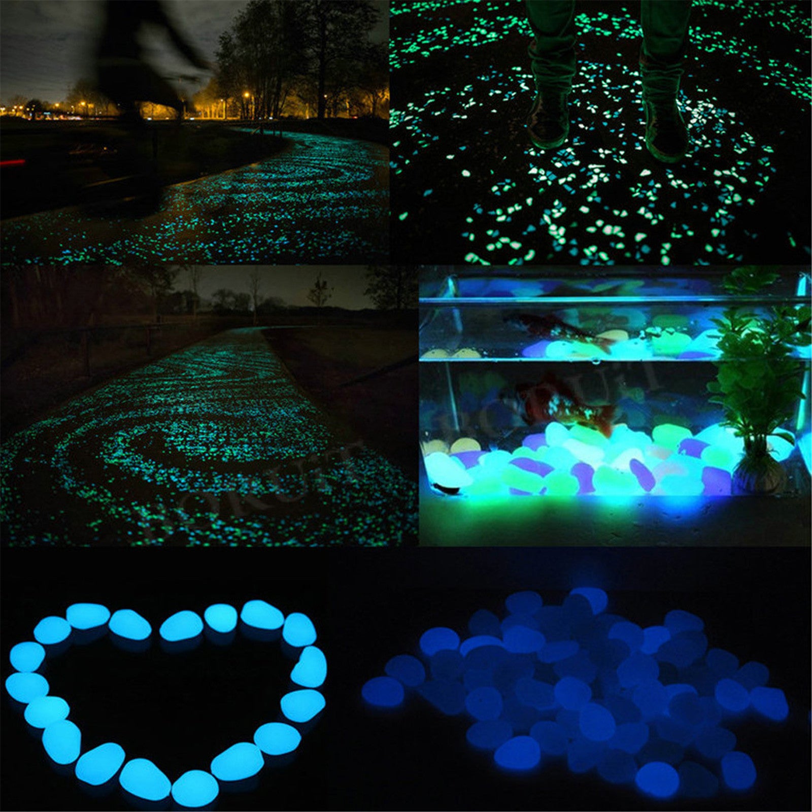 Glow in The Dark Pebbles, Glow Decorative Stones Rocks, Luminous Pebbles for Outdoor Decor, Garden Lawn Yard, Aquarium, Walkway, Fish Tank, Pathway(50pcs Green)