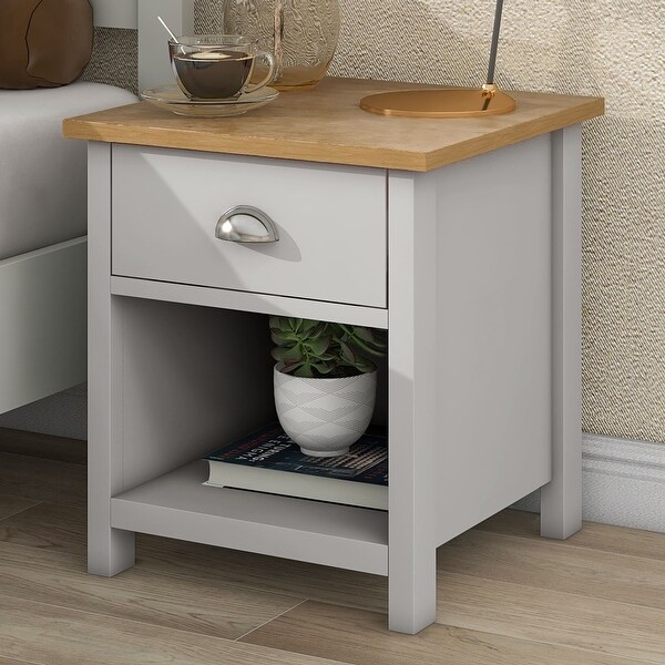 Nightstand Modern End Table with Drawer and Storage Cabinet Side Table for Bedroom， Living Room， Sofa Couch， Hall