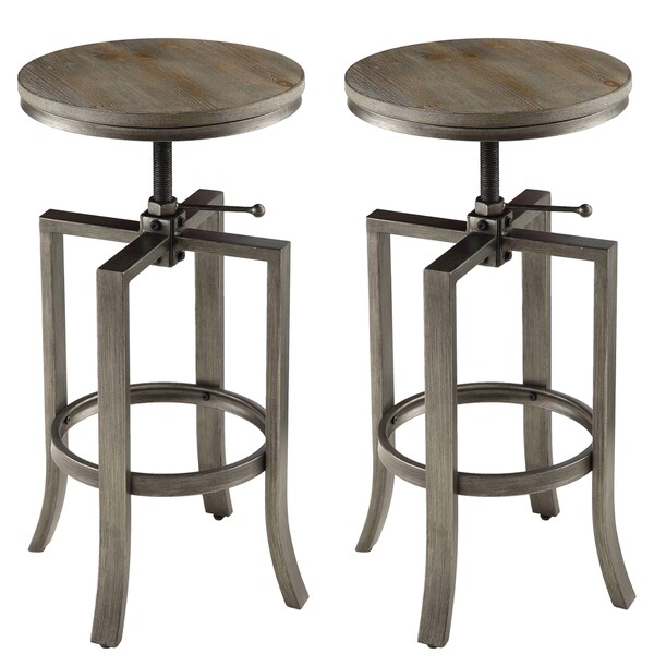 Corkscrew Industrial Design Adjustable Dining Bar Stools (Set of 2)