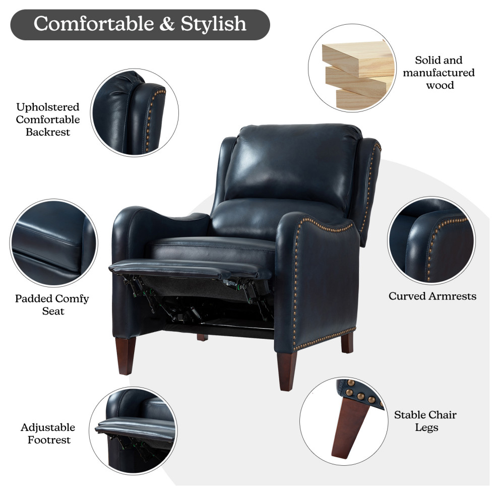 Genuine Leather  Push back Recliner With Wingback   Transitional   Recliner Chairs   by Karat Home  Houzz