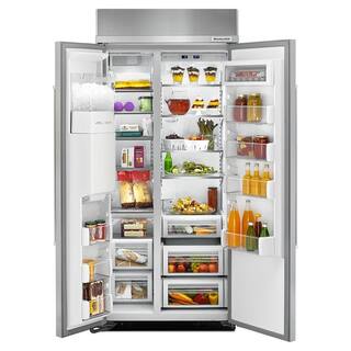 KitchenAid 20.8 cu. ft. Built-In Side by Side Refrigerator in PrintShield Stainless Steel with Exterior Ice and Water KBSD606ESS