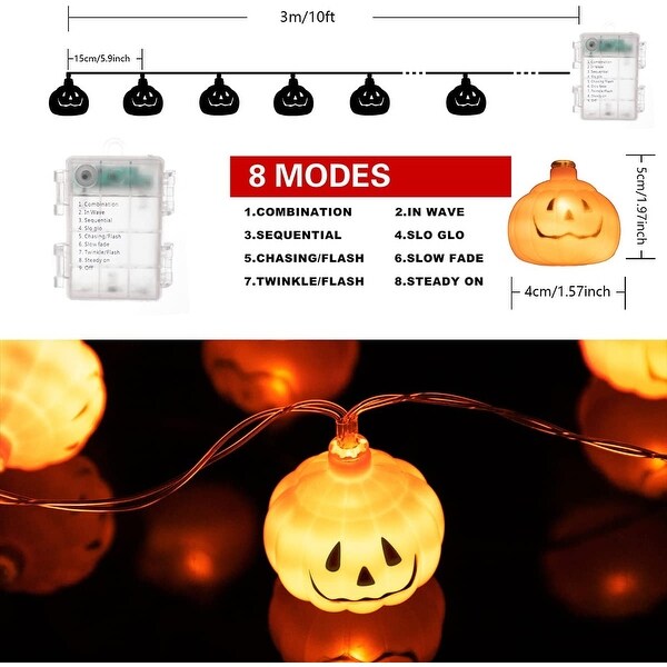 Pumpkin Lights Waterproof Battery Box Operated 11.5 Ft - Yellow Shopping - The Best Deals on String Lights | 39295531