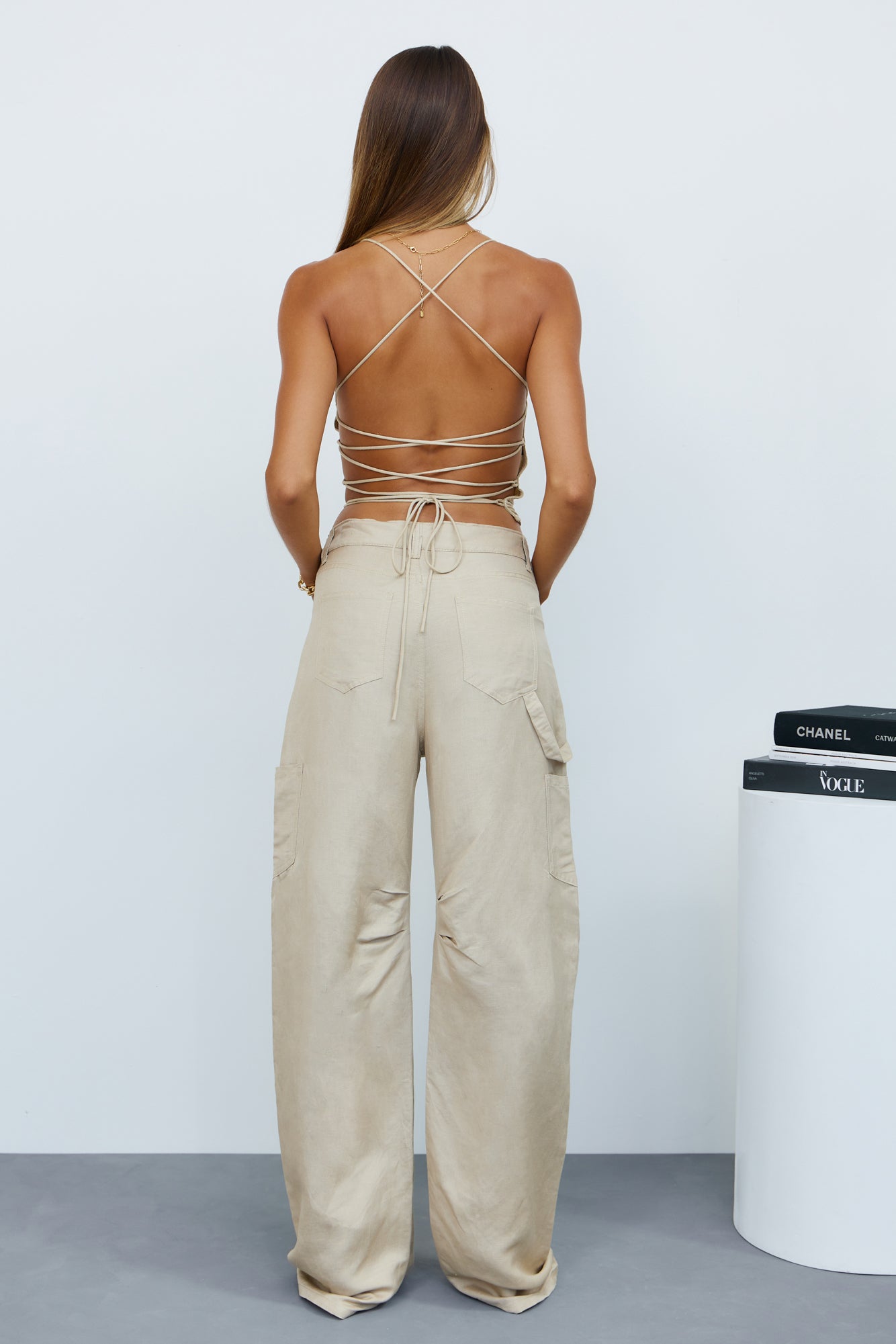 LIONESS Miami Vice Linen Pant Wheat