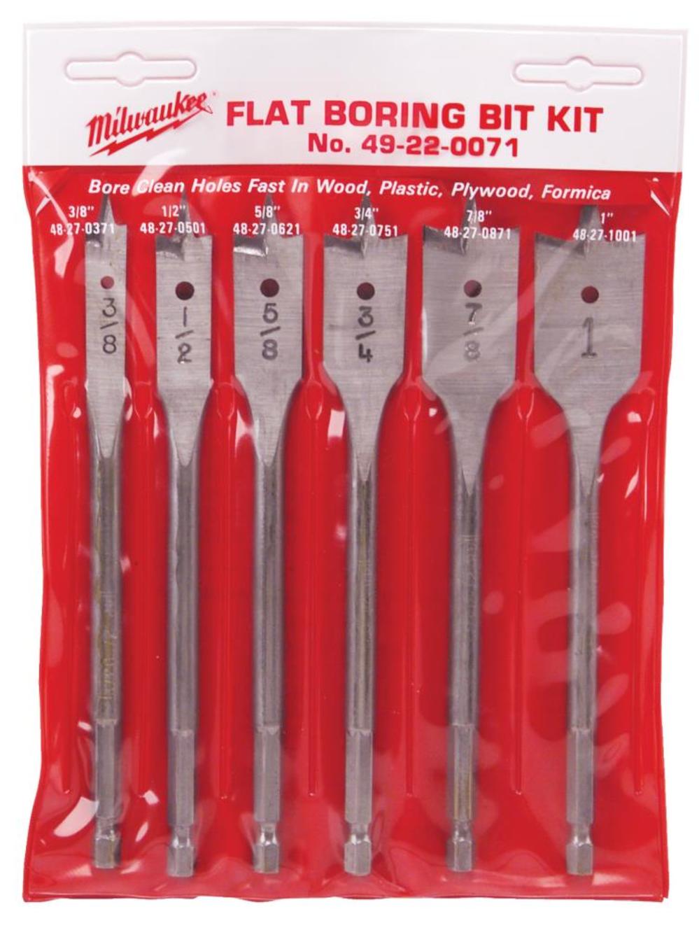 Milwaukee 6 Piece Universal Flat Boring Bit Kit 49-22-0071 from Milwaukee