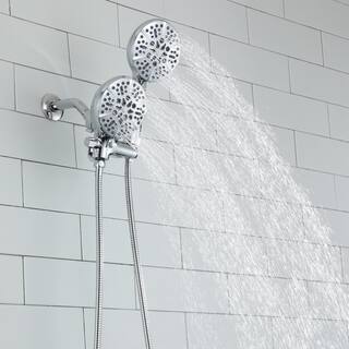 CASAINC 5-Spray Patterns with 1.75 GPM 5 in. Wall Mount Dual Shower Heads and Handheld Shower Head in Chrome CASATW2501-5CH