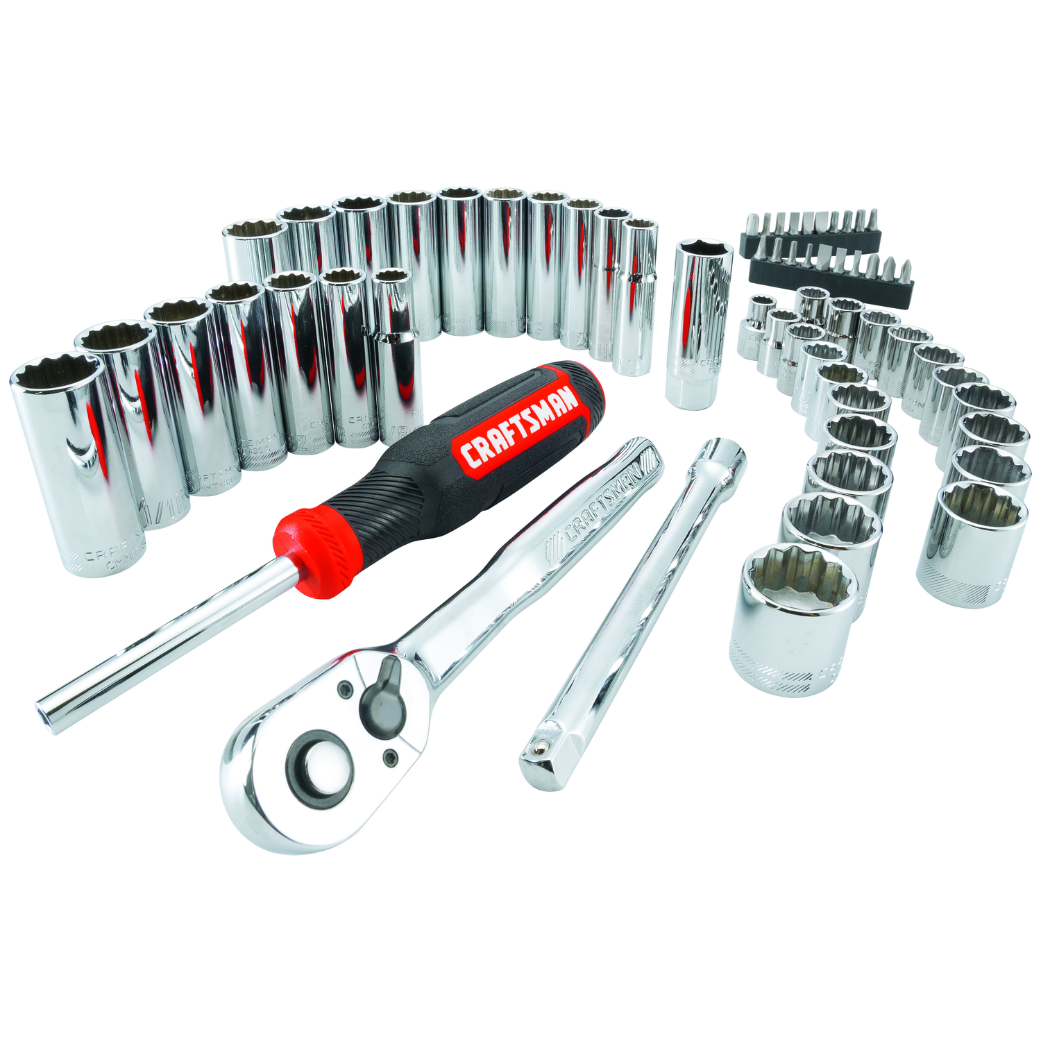 Craftsman 3/8 in. drive Metric and SAE 12 Point Mechanic\u0027s Tool Set 61 pc