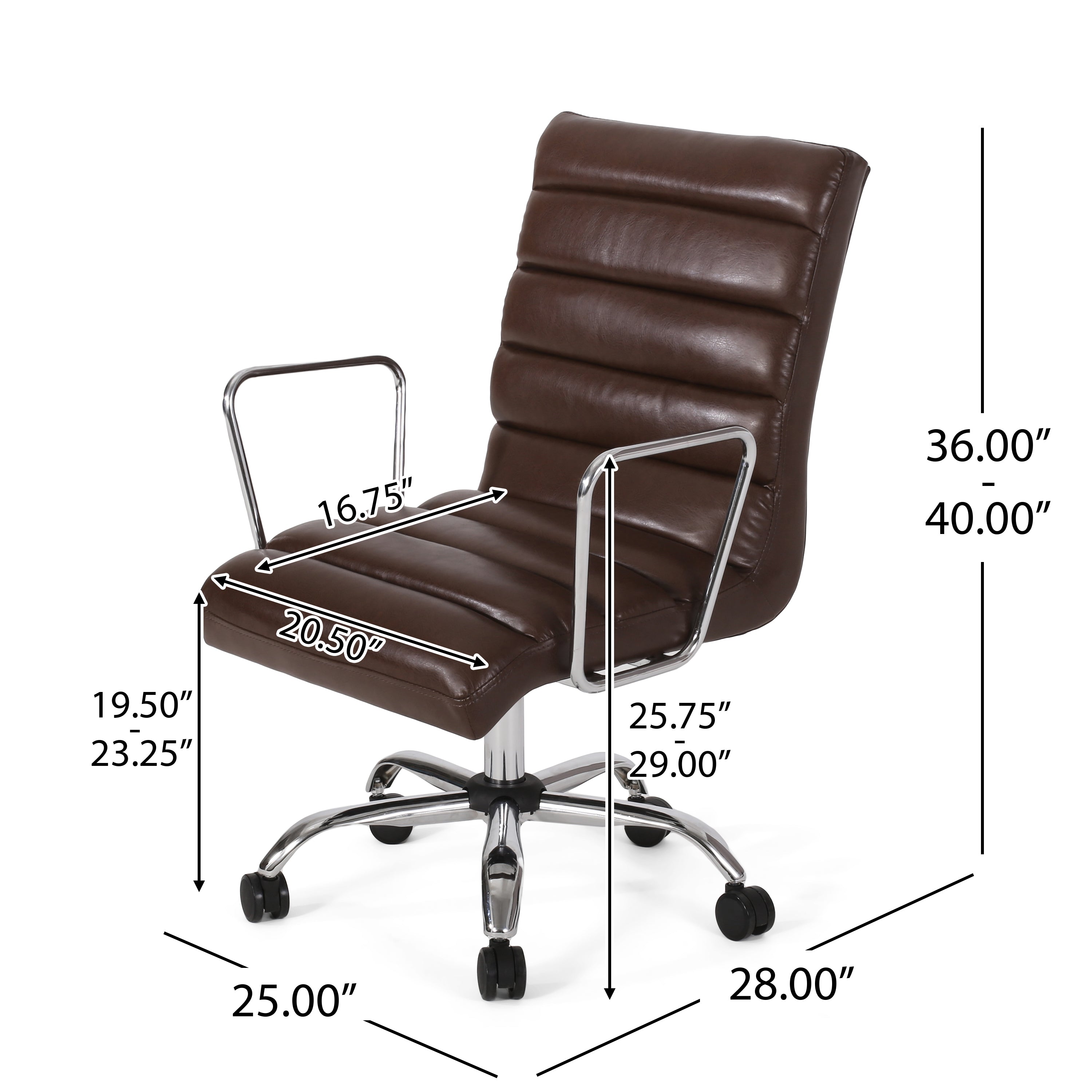 Gilmans Contemporary Faux Leather Channel Stitch Swivel Office Chair