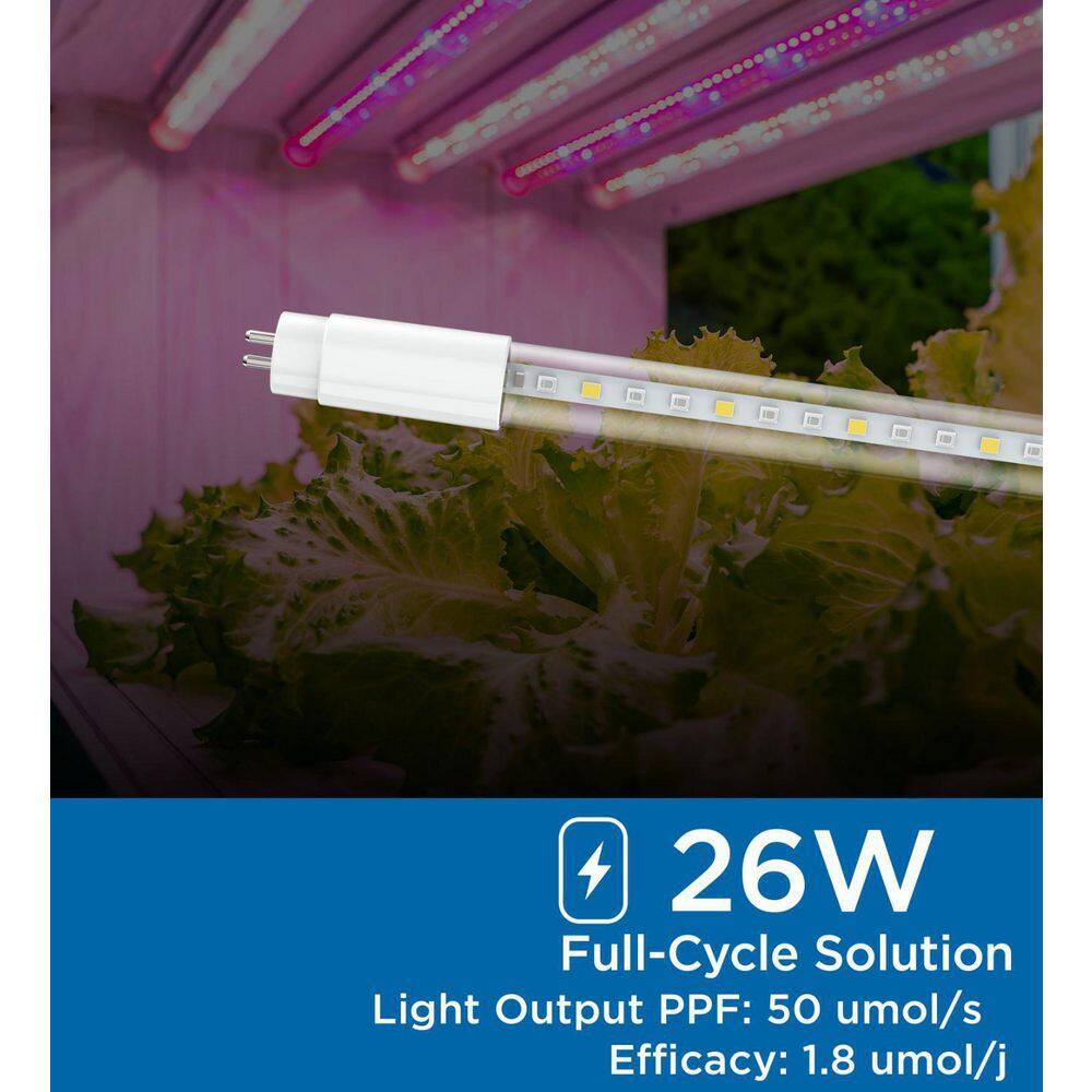 Viribright 4 ft. 26-Watt Indoor T5 Full Spectrum LED Grow Light Bulb Soft White 2600K 50 UmolS 1-Bulb 290102