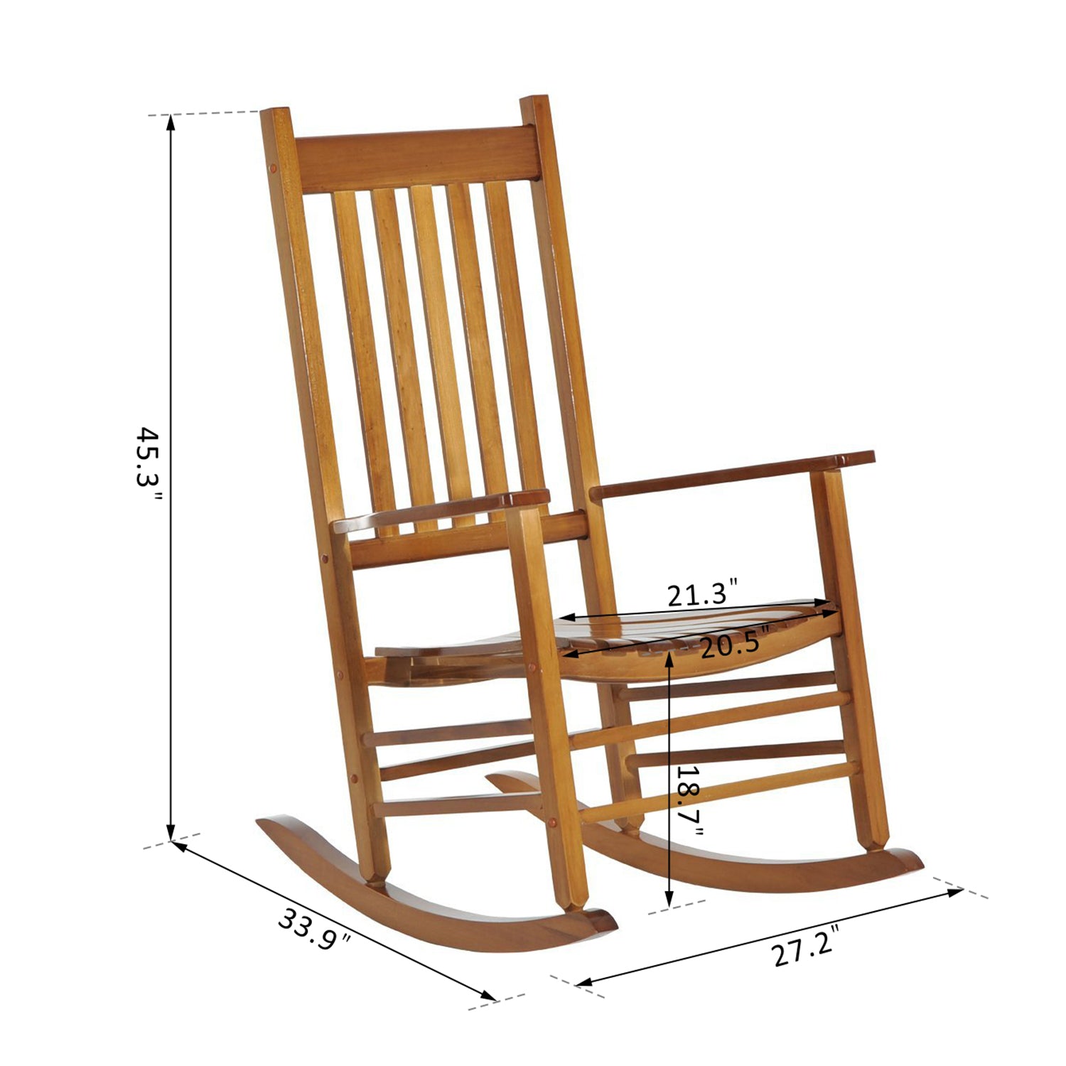 Outsunny Outdoor Rocking Chair, Wooden Rustic High Back All Weather Rocker, Slatted for Indoor, Backyard & Patio, Natural