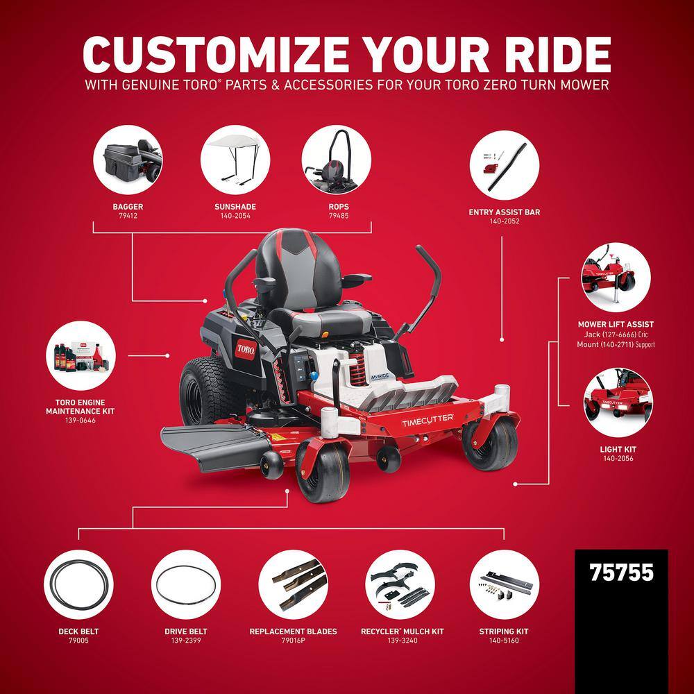 Toro 50 in. 24.5 HP TimeCutter IronForged Deck Commercial V-Twin Gas Dual Hydrostatic Zero Turn Riding Mower with MyRIDE 75755