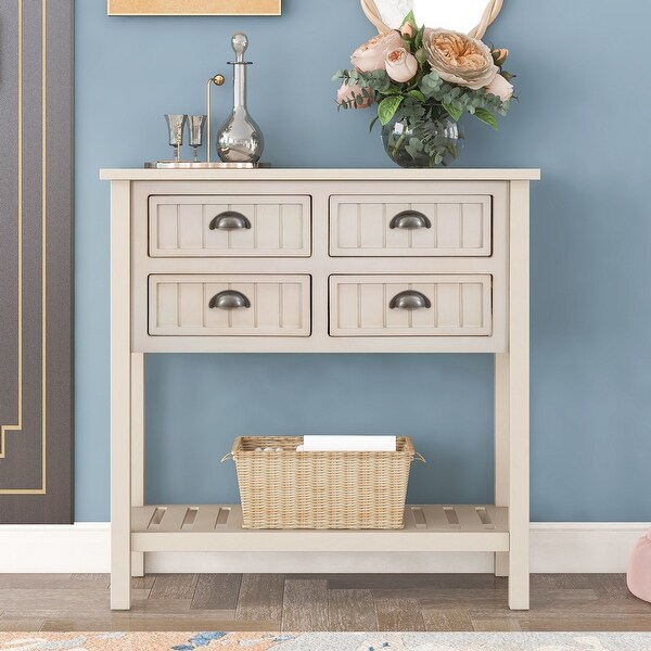 Cambridge Series Buffet Sideboard Console Table with Bottom Shelf (Gray)Narrow for Entryway， Living Room， Hallway - 32.2