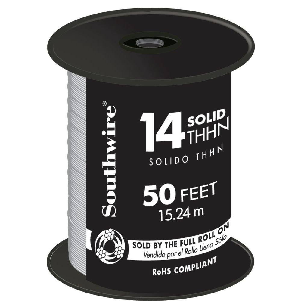 Southwire 50 ft. 14 White Solid CU THHN Wire 11580817