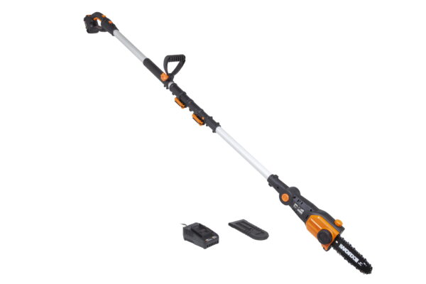 worx WG349 POWER SHARE 20V 8in. Cordless Pole Saw with 13 ft Reach， 3 Position Head， Rotating Handle (Battery and Charger Included)