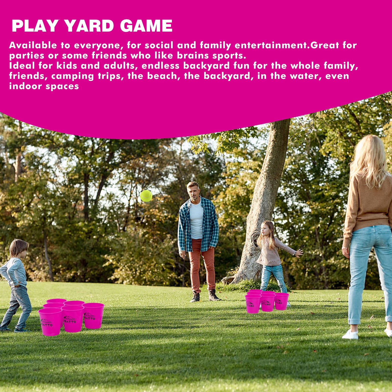 OTTARO Giant Yard Pong Game Set Carry Bag Outdoor Backyard Lawn Game(Pink)