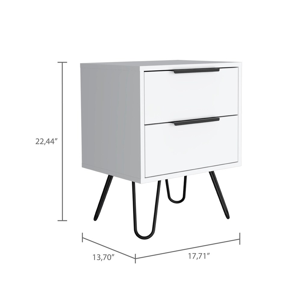 Nightstand with 2 Drawer  Accent Night Stand with Storage Cabinet for Bedroom and Home Office