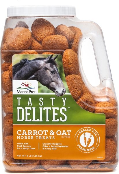 Manna Pro Tasty Delites Carrot and Oat Horse Treats， 3-lb jar