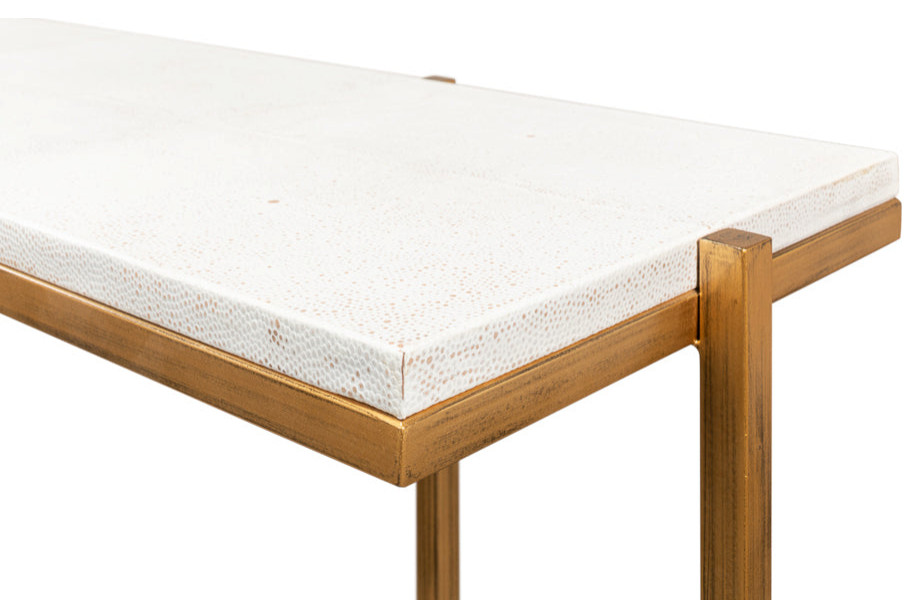 Shagreen Console Table Osprey White Leather   Contemporary   Console Tables   by Sideboards and Things  Houzz