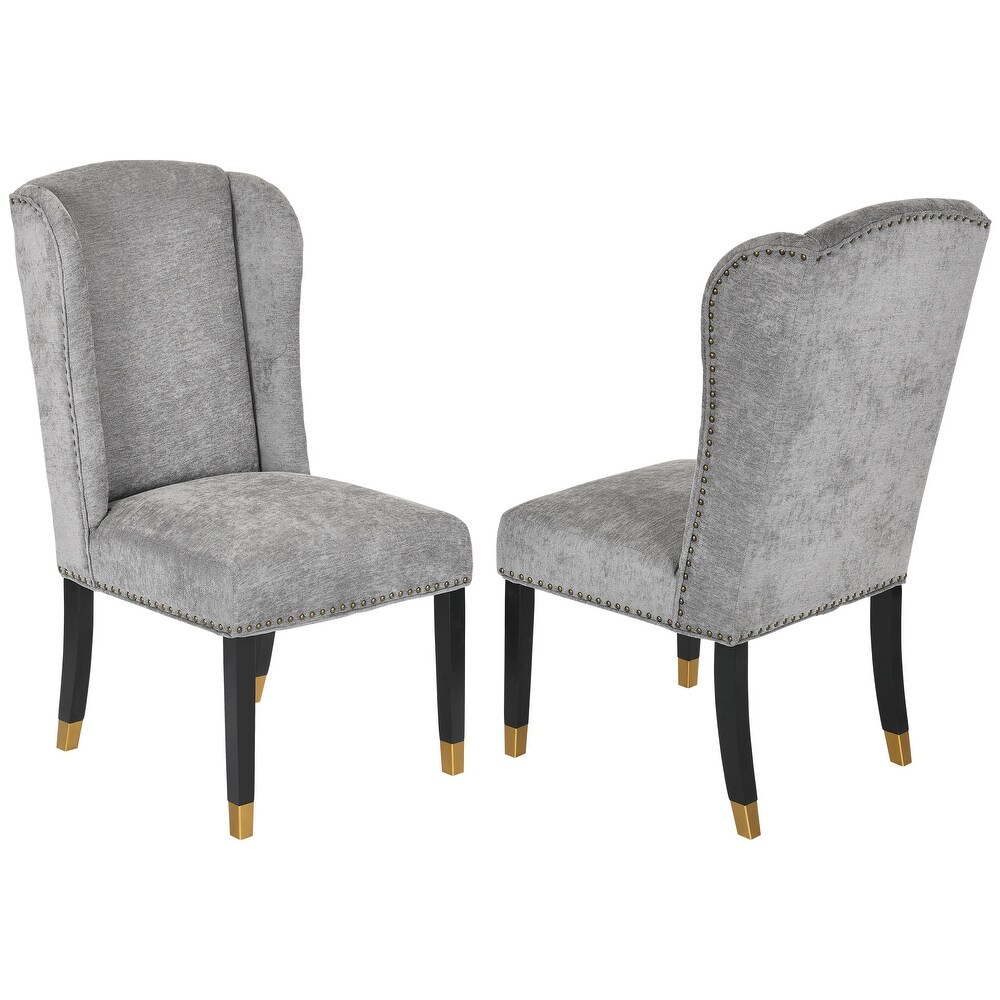 Moasis Upholstered Wingback Dining Chair with Nailhead Trim (Set of 2)