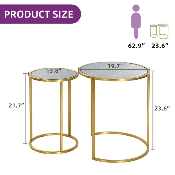 Modern 2-piece Nesting Side Table Set