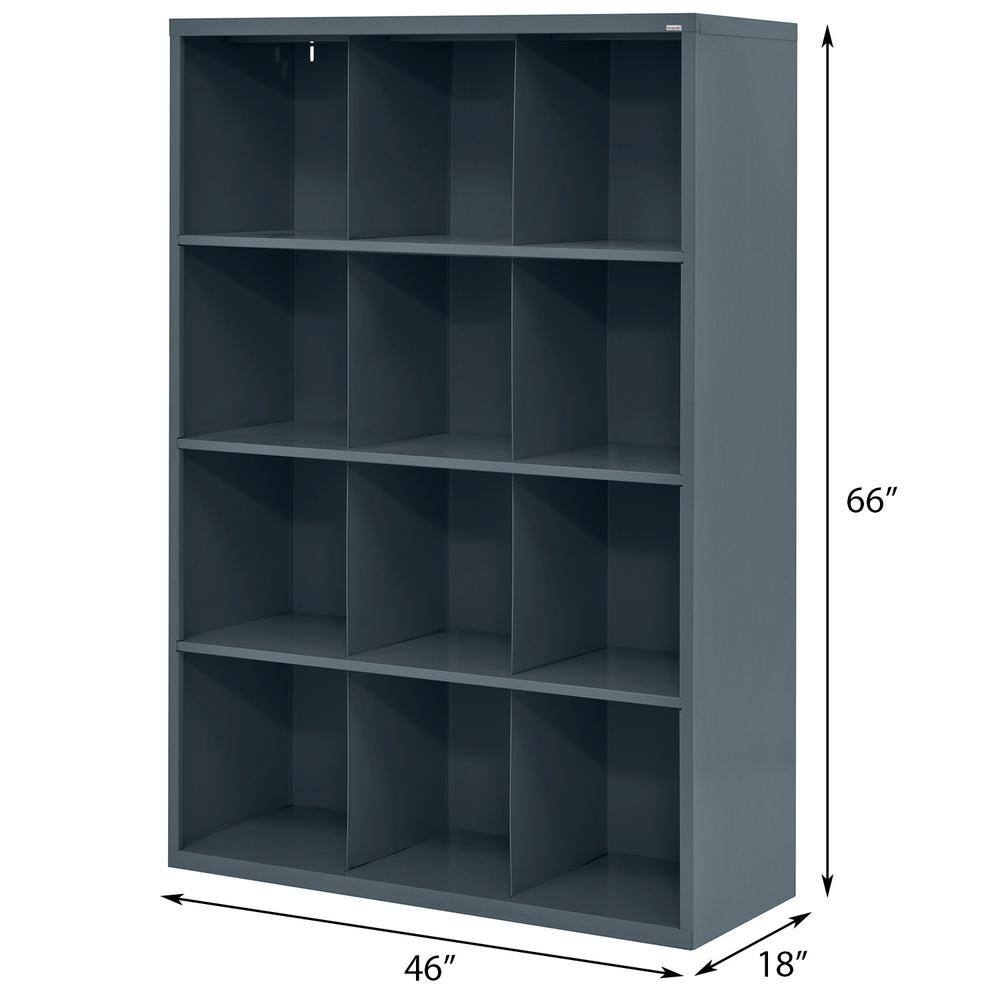 Sandusky Steel 12-Cube Organizer in Charcoal (66 in. H x 46 in. W x 18 in. D) IC00461866-02