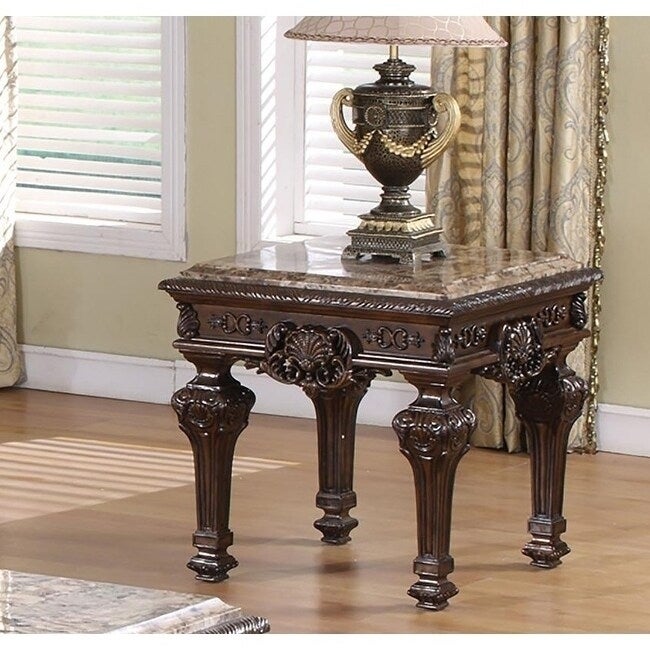 Gracewood Hollow Gloria Cherry and Marble End Table