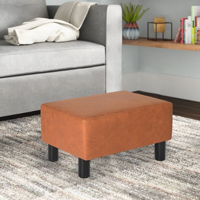 Adeco Ottoman Foot Stool Faux Leather Padded Foot Rest