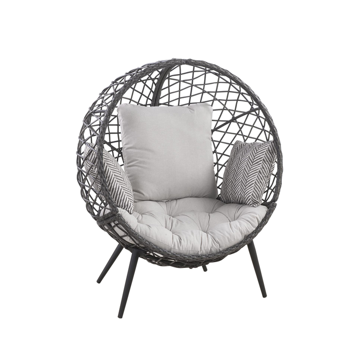 Living Accents Tulsa Black Steel Wicker and Metal Patio Egg Chair