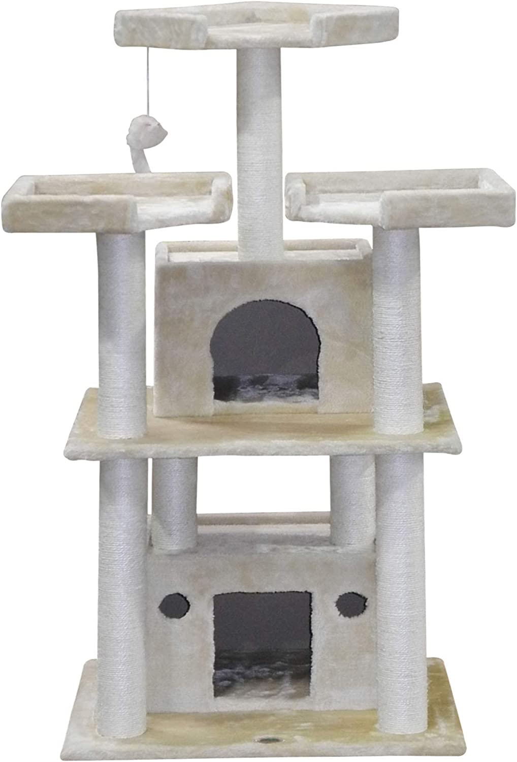 Go Pet Club 51-in Faux Fur Cat Tree and Condo， Beige