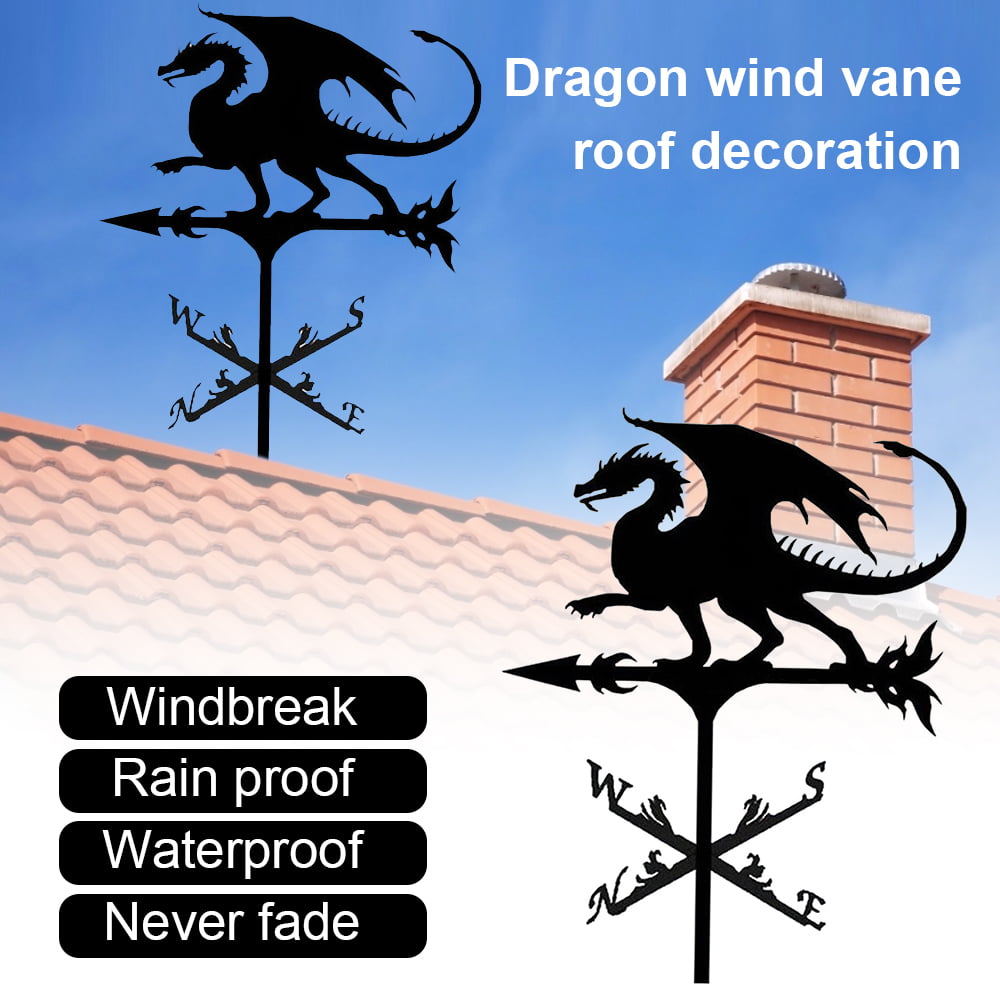 MLfire Retro Weather Vane Stake Wind Direction Indicator Dragon Weathervane Outdoor Roof Garden Yard Decoration