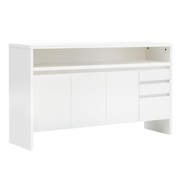 Nestfair White Storage Cabinet with Double-Storey Tabletop and Three Drawers