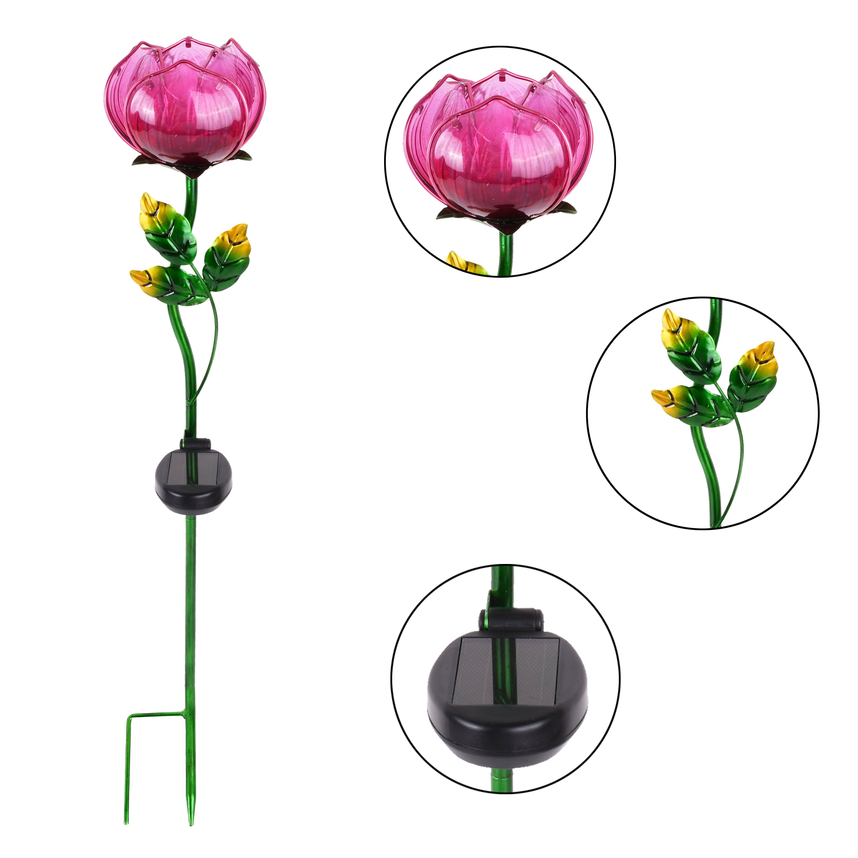 Better Homes and Gardens Pink Peony Solar Garden Stake Set of 4