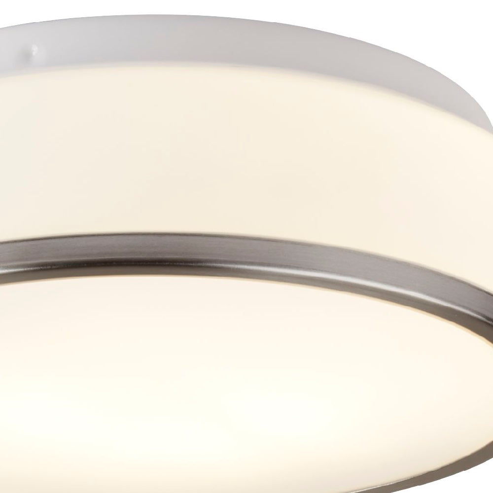 Britalia BRT330045 Satin Chrome & Opal Glass Bathroom Modern Round Flush 290mm